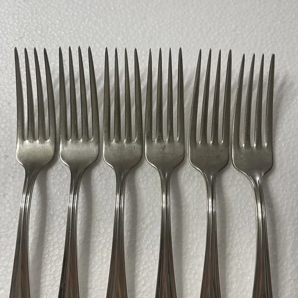 Vintage Silverplate Set 6 Dinner Forks By Oneida Community Service Plate 7.5”